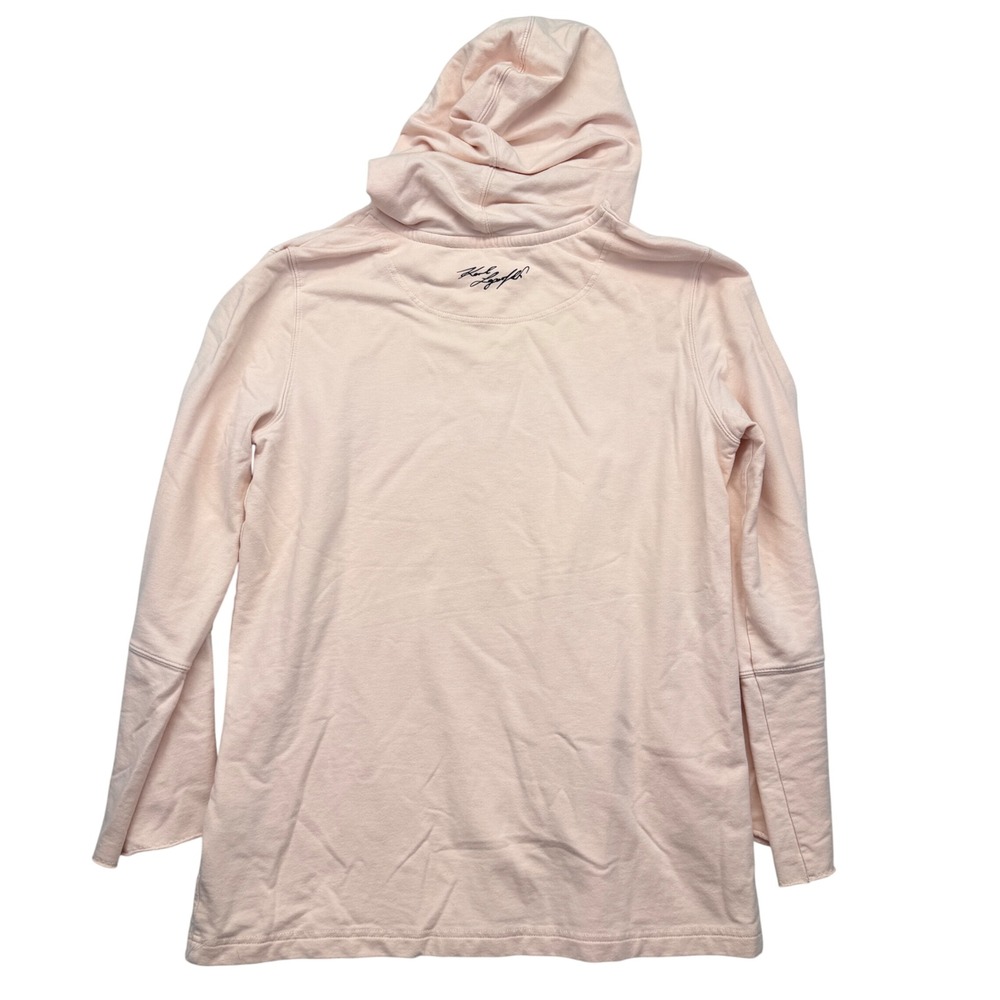 Karl Lagerfeld Blush Pink Embellished Sunglasses Logo Hoodie Sweatshirt M NWOT - Picture 11 of 13